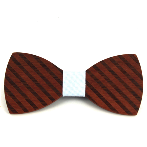 Thick Striped Wooden Bow Tie