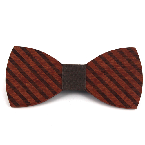 Thick Striped Wooden Bow Tie