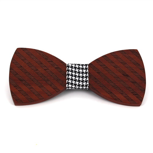 Thick Striped Wooden Bow Tie