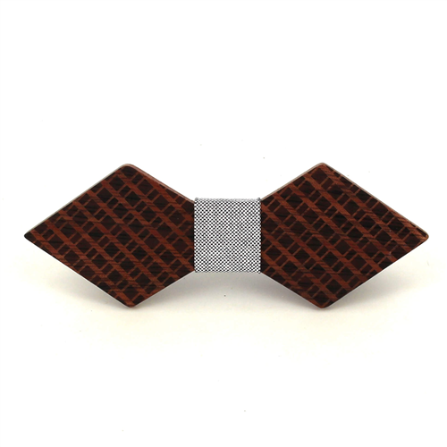Diamond Checkered Wooden Bow Tie