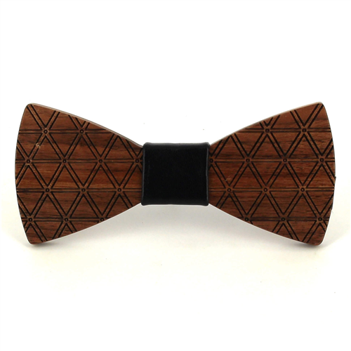 Diamond Pattern Wooden Bow Tie