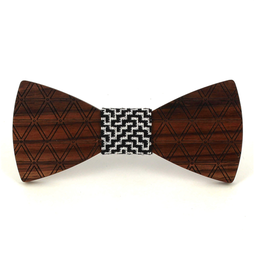 Diamond Pattern Wooden Bow Tie