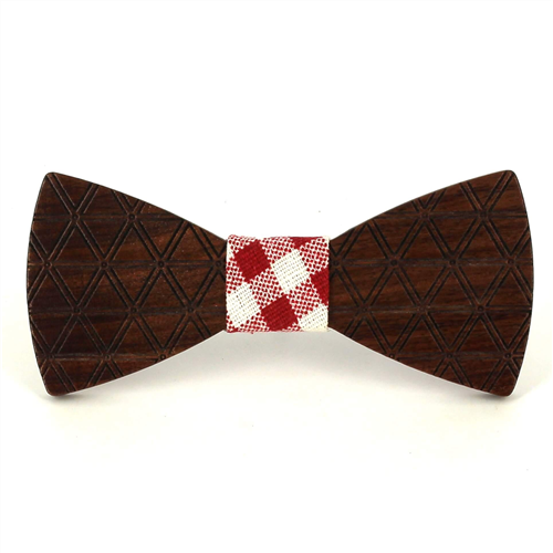 Diamond Pattern Wooden Bow Tie