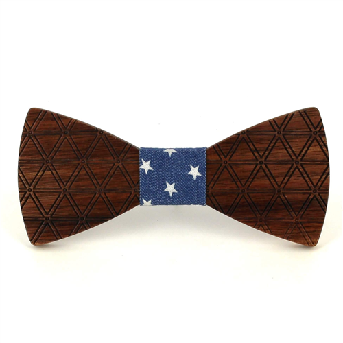 Diamond Pattern Wooden Bow Tie