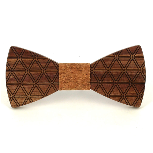 Diamond Pattern Wooden Bow Tie