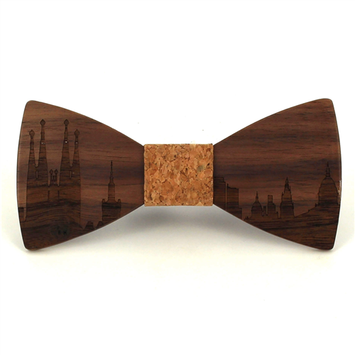 Skyline Barcelona Wooden Bow Tie