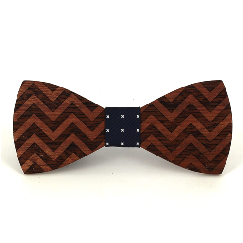 Zig Zag Wooden Bow Tie