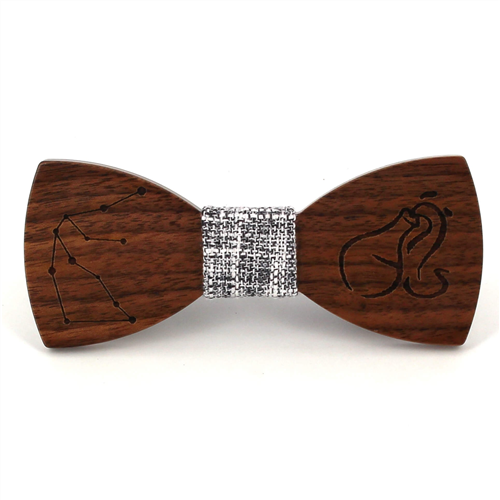 Zodiac Aquarius Wooden Bow Tie