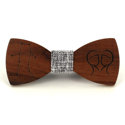 Gemini Zodiac Wooden Bow Tie