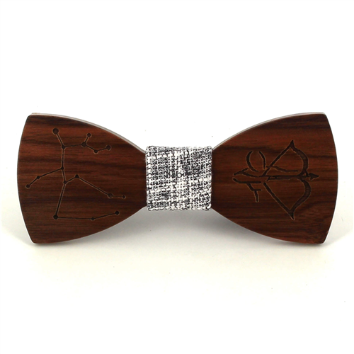 Zodiac Sagittarius Wooden Bow Tie