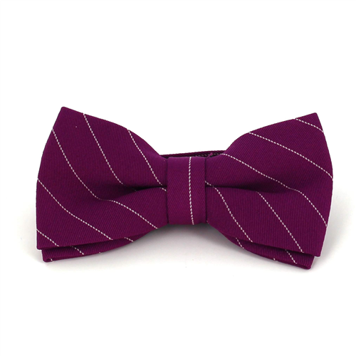 Purple Bow Tie with White Stripes