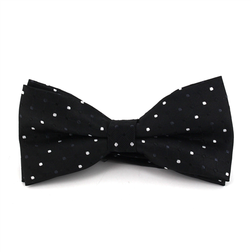 Black Polka Dot Textured Bow Tie