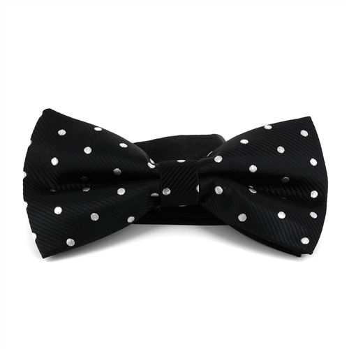 Black Bow Tie with White Polka Dots