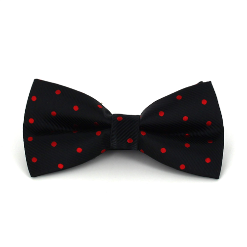 Black Bow Tie with Red Polka Dots