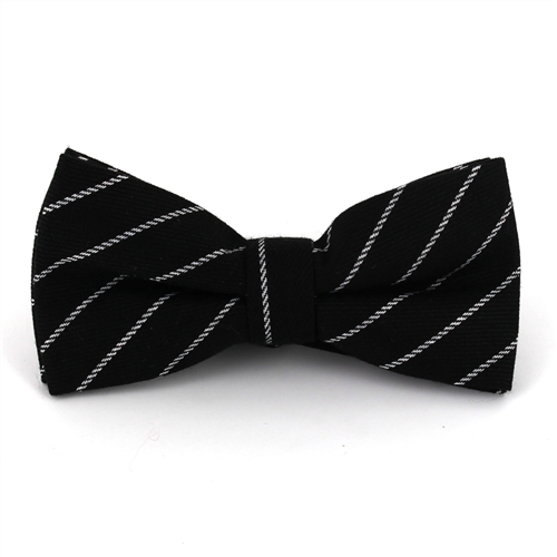 Black Bow Tie with White Stripes