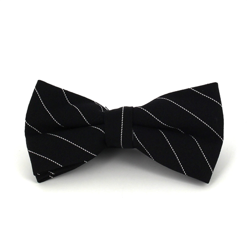 Black Bow Tie with White Stripes