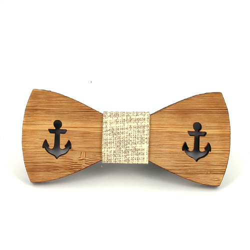 Children's Hollow Bamboo Anchor Bow Tie