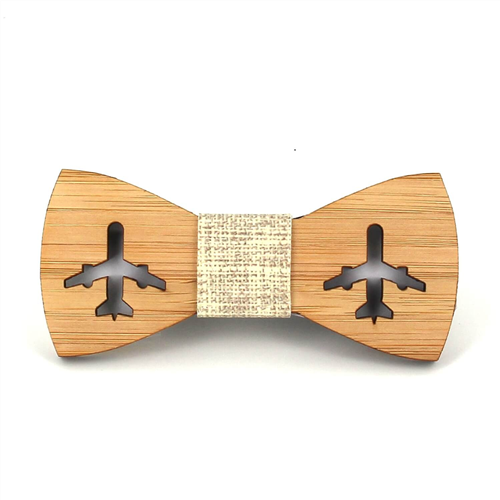 Children's Bamboo Hollow Airplane Bow Tie