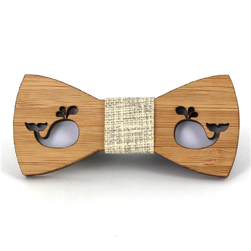 Children's Hollow Bamboo Whale Bow Tie