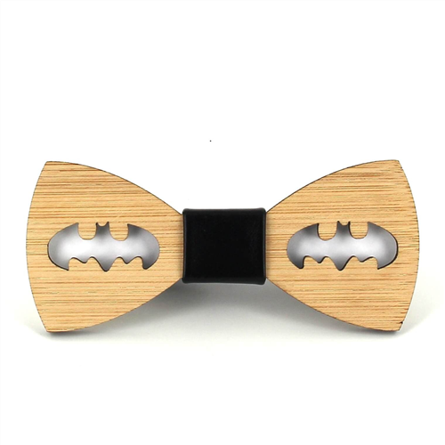 Children's Hollow Bamboo Batman Bow Tie