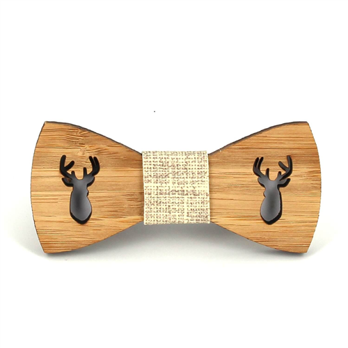Bamboo Hollow Deer Head Bow Tie for Boys