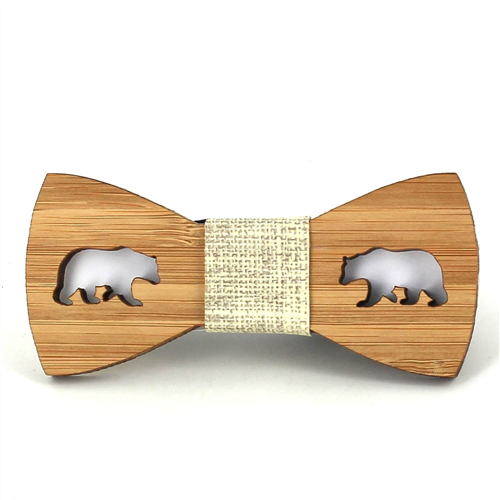 Children's Hollow Bamboo Bear Bow Tie