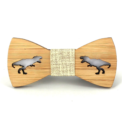 Children's Hollow Bamboo Bow Tie - Tyrannosaurus Rex