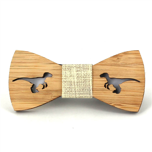Children's Hollow Bamboo Velociraptor Bow Tie