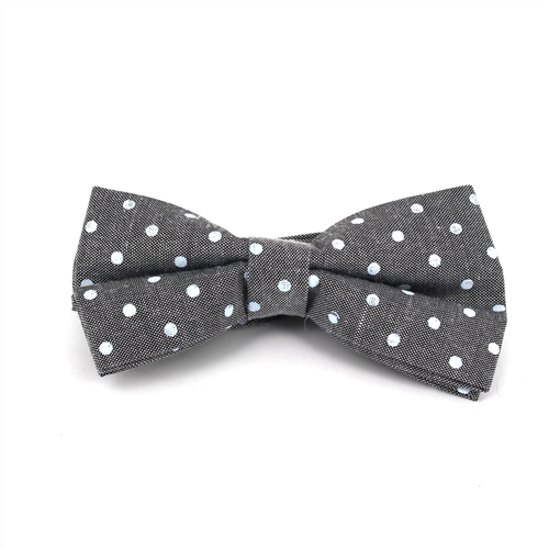 Grey Polka Dot Oxford Bow Tie