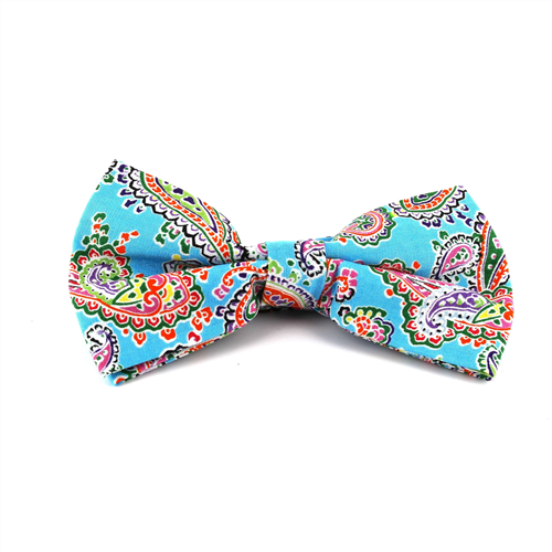 Light Blue Paisley Bow Tie