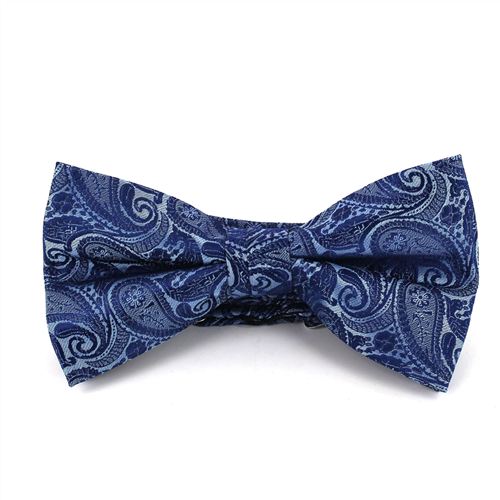 Light Blue and Blue Paisley Bow Tie