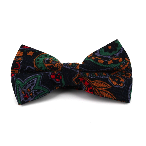 Dark Blue Paisley Bow Tie
