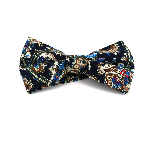 Dark Blue Paisley Bow Tie