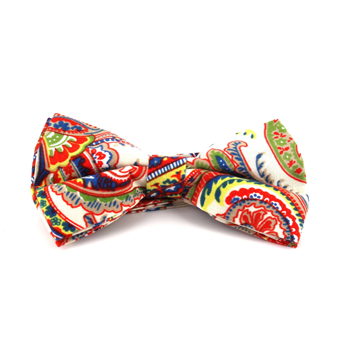 White Paisley Bow Tie