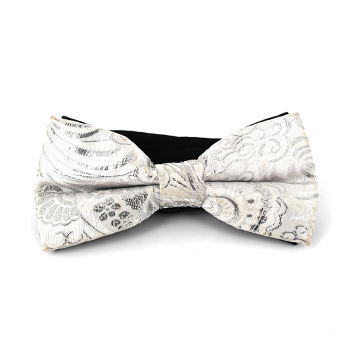 White Shimmer Paisley Bow Tie