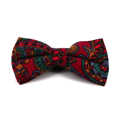 Burgundy Paisley Bow Tie