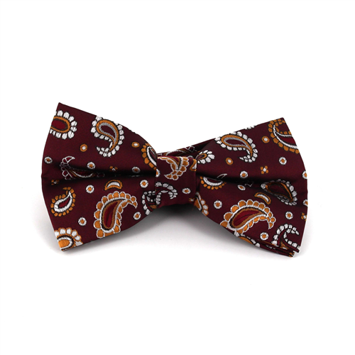 Burgundy Paisley Bow Tie