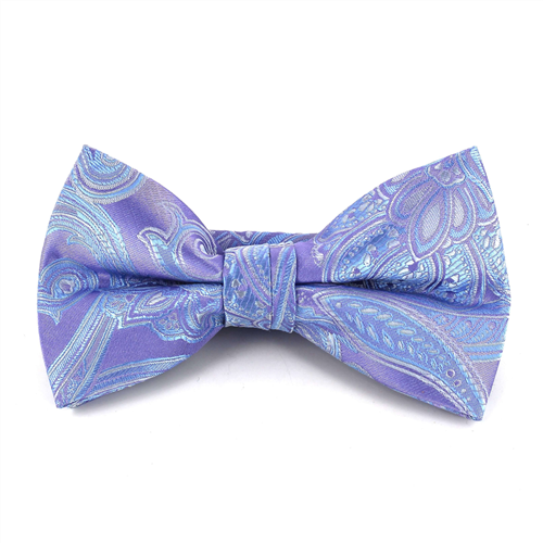 Lilac and Sky Blue Paisley Bow Tie