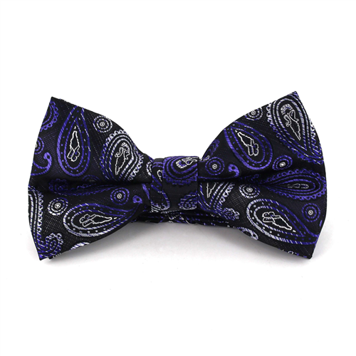Black and Purple Paisley Bow Tie