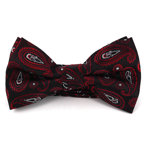 Black and Red Paisley Bow Tie