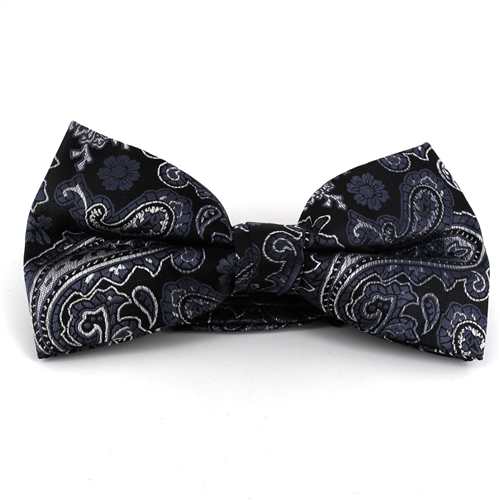 Grey XL Paisley Bow Tie