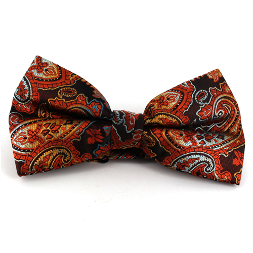 Orange XL Paisley Bow Tie