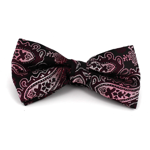 Burgundy Red XL Paisley Bow Tie