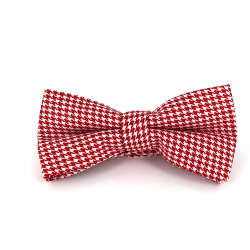 White and Red Houndstooth Bow Tie