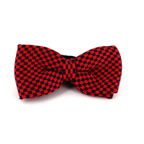 Red and Blue Checkered Knit Bow Tie