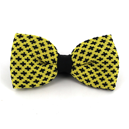 Yellow and Black Fleur-de-Lis Knit Bow Tie