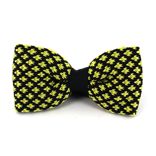 Black and Yellow Fleur-de-Lis Knit Bow Tie