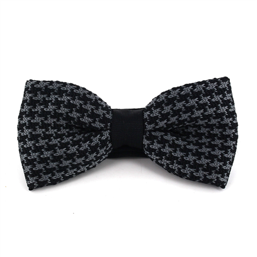 Black and Grey Fleur-de-Lis Knit Bow Tie
