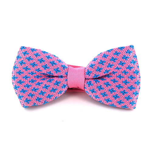 Pink and Blue Fleur-de-Lis Knit Bow Tie