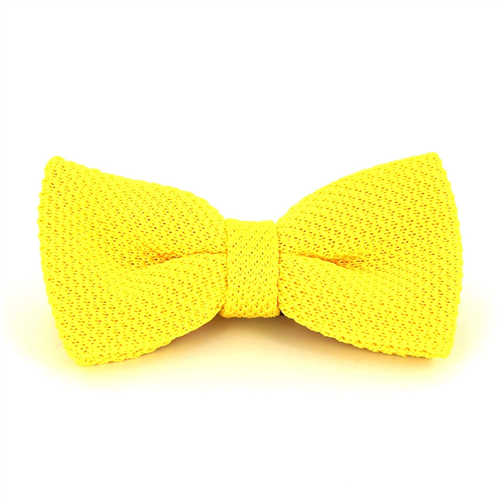 Solid Yellow Knit Bow Tie